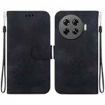 For Tecno Spark 20 Pro+ Lotus Embossed Leather Phone Case(Black)