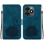 For Tecno Spark 20C / Pop 8 Lotus Embossed Leather Phone Case(Dark Blue)
