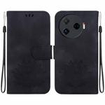 For Tecno Camon 30 Pro Lotus Embossed Leather Phone Case(Black)