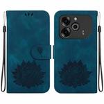 For Tecno Pova 6 / Pova 6 Pro Lotus Embossed Leather Phone Case(Dark Blue)