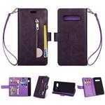 For Samsung Galaxy S10 Multifunctional Zipper Horizontal Flip Leather Case with Holder & Wallet & 9 Card Slots & Lanyard(Purple)