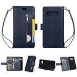 For Samsung Galaxy S10 Multifunctional Zipper Horizontal Flip Leather Case with Holder & Wallet & 9 Card Slots & Lanyard(Blue)