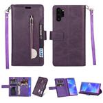 For Samsung Galaxy Note10+ Multifunctional Zipper Horizontal Flip Leather Case with Holder & Wallet & 9 Card Slots & Lanyard(Purple)