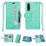 For Samsung Galaxy A90 5G Multifunctional Zipper Horizontal Flip Leather Case with Holder & Wallet & 9 Card Slots & Lanyard(Mint Green)