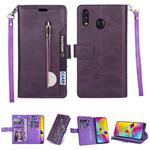 For Samsung Galaxy A10s Multifunctional Zipper Horizontal Flip Leather Case with Holder & Wallet & 9 Card Slots & Lanyard(Purple)