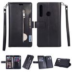 For Samsung Galaxy M30 / Galaxy A40s Multifunctional Zipper Horizontal Flip Leather Case with Holder & Wallet & 9 Card Slots & Lanyard(Black)