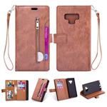 For Samsung Galaxy Note9 Multifunctional Zipper Horizontal Flip Leather Case with Holder & Wallet & 9 Card Slots & Lanyard(Brown)