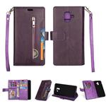 For Samsung Galaxy A6 (2018) Multifunctional Zipper Horizontal Flip Leather Case with Holder & Wallet & 9 Card Slots & Lanyard(Purple)