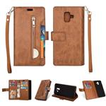 For Samsung Galaxy A6 (2018) Multifunctional Zipper Horizontal Flip Leather Case with Holder & Wallet & 9 Card Slots & Lanyard(Brown)