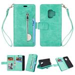 For Samsung Galaxy S9 Multifunctional Zipper Horizontal Flip Leather Case with Holder & Wallet & 9 Card Slots & Lanyard(Mint Green)