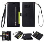 For Samsung Galaxy Note8 Multifunctional Zipper Horizontal Flip Leather Case with Holder & Wallet & 9 Card Slots & Lanyard(Black)