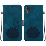 For Samsung Galaxy Xcover7 Lotus Embossed Leather Phone Case(Dark Blue)