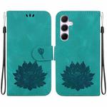 For Samsung Galaxy A55 5G Lotus Embossed Leather Phone Case(Green)