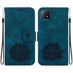For Samsung Galaxy A73 5G Lotus Embossed Leather Phone Case(Dark Blue)