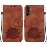 For Samsung Galaxy A14 5G Lotus Embossed Leather Phone Case(Brown)