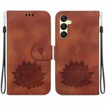 For Samsung Galaxy A25 5G Lotus Embossed Leather Phone Case(Brown)