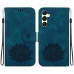 For Samsung Galaxy A25 5G Lotus Embossed Leather Phone Case(Dark Blue)