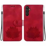 For Samsung Galaxy A34 5G Lotus Embossed Leather Phone Case(Red)