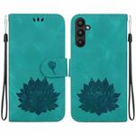 For Samsung Galaxy A34 5G Lotus Embossed Leather Phone Case(Green)