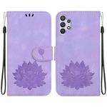 For Samsung Galaxy A32 5G Lotus Embossed Leather Phone Case(Purple)