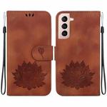 For Samsung Galaxy S21 5G Lotus Embossed Leather Phone Case(Brown)