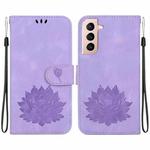 For Samsung Galaxy S21 5G Lotus Embossed Leather Phone Case(Purple)