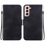For Samsung Galaxy S21 5G Lotus Embossed Leather Phone Case(Black)