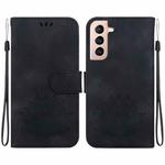 For Samsung Galaxy S21+ 5G Lotus Embossed Leather Phone Case(Black)