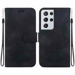 For Samsung Galaxy S21 Ultra 5G Lotus Embossed Leather Phone Case(Black)