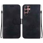 For Samsung Galaxy S22 Ultra 5G Lotus Embossed Leather Phone Case(Black)