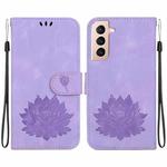 For Samsung Galaxy S22+ 5G Lotus Embossed Leather Phone Case(Purple)