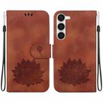 For Samsung Galaxy S23 5G Lotus Embossed Leather Phone Case(Brown)