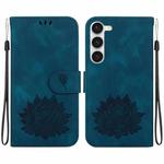 For Samsung Galaxy S23 5G Lotus Embossed Leather Phone Case(Dark Blue)