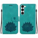 For Samsung Galaxy S23 5G Lotus Embossed Leather Phone Case(Green)