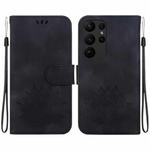For Samsung Galaxy S23 Ultra 5G Lotus Embossed Leather Phone Case(Black)