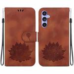 For Samsung Galaxy S23 FE 5G Lotus Embossed Leather Phone Case(Brown)