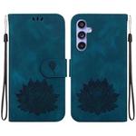 For Samsung Galaxy S23 FE 5G Lotus Embossed Leather Phone Case(Dark Blue)