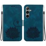 For Samsung Galaxy S24+ 5G Lotus Embossed Leather Phone Case(Dark Blue)