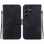 For Samsung Galaxy S24 Ultra 5G Lotus Embossed Leather Phone Case(Black)