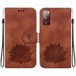 For Samsung Galaxy S20 FE 4G / 5G Lotus Embossed Leather Phone Case(Brown)