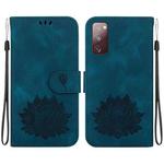 For Samsung Galaxy S20 FE 4G / 5G Lotus Embossed Leather Phone Case(Dark Blue)