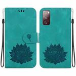 For Samsung Galaxy S20 FE 4G / 5G Lotus Embossed Leather Phone Case(Green)