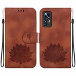 For Xiaomi 12 / 12X Lotus Embossed Leather Phone Case(Brown)