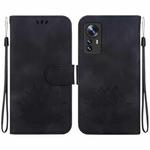 For Xiaomi 12 / 12X Lotus Embossed Leather Phone Case(Black)