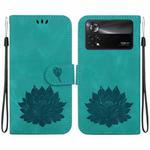 For Xiaomi Poco X4 Pro 5G Lotus Embossed Leather Phone Case(Green)