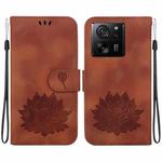 For Xiaomi 13T / 13T Pro Lotus Embossed Leather Phone Case(Brown)