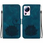 For Xiaomi 13 Lite / Civi 2 Lotus Embossed Leather Phone Case(Dark Blue)