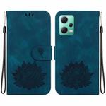 For Xiaomi Poco X5 Lotus Embossed Leather Phone Case(Dark Blue)