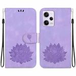 For Xiaomi Poco X5 Pro Lotus Embossed Leather Phone Case(Purple)