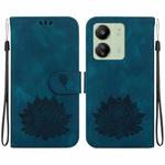For Xiaomi Poco C65 4G / Poco M6 5G Lotus Embossed Leather Phone Case(Dark Blue)